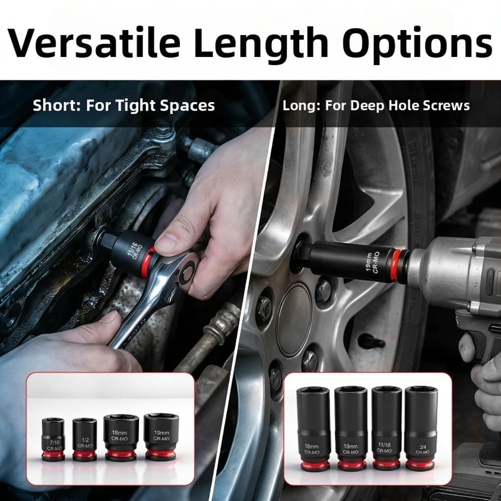 Set di 43 chiavi a cricchetto esagonali estese da 3/8", pneumatiche, elettriche, per avvitatore a percussione, cassetta degli attrezzi per riparazione meccanici automobilistici (126)