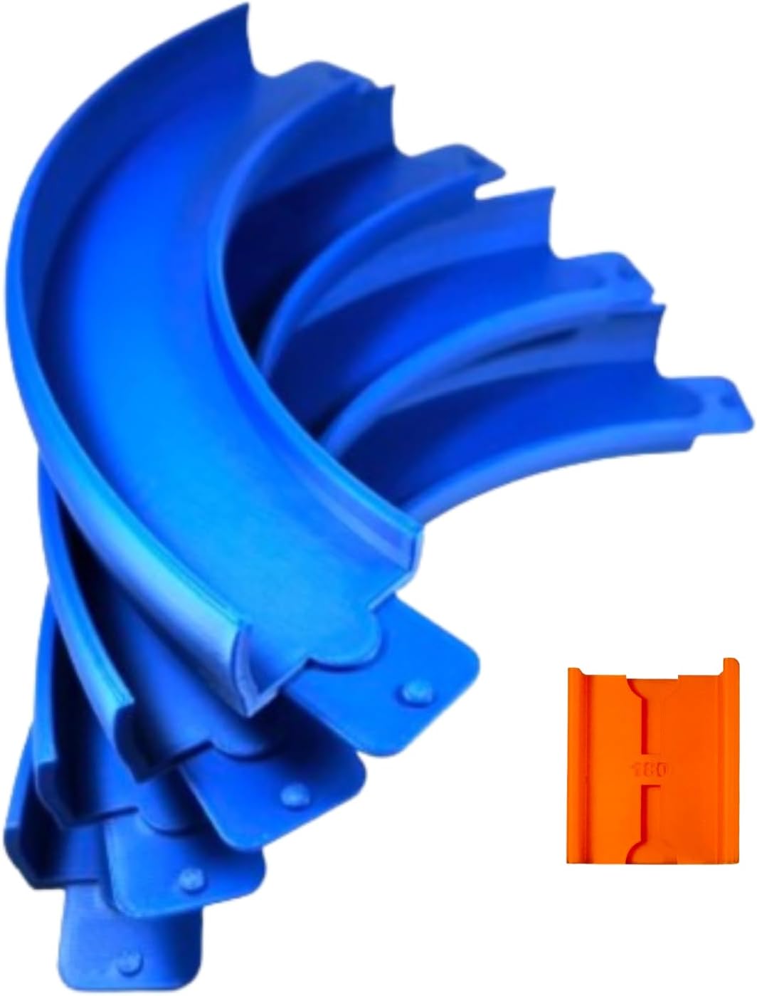 90 Degree Curved Tracks Compatible with Hotwheels Racing Tracks - Set of 4 with 180 Degree Connection
