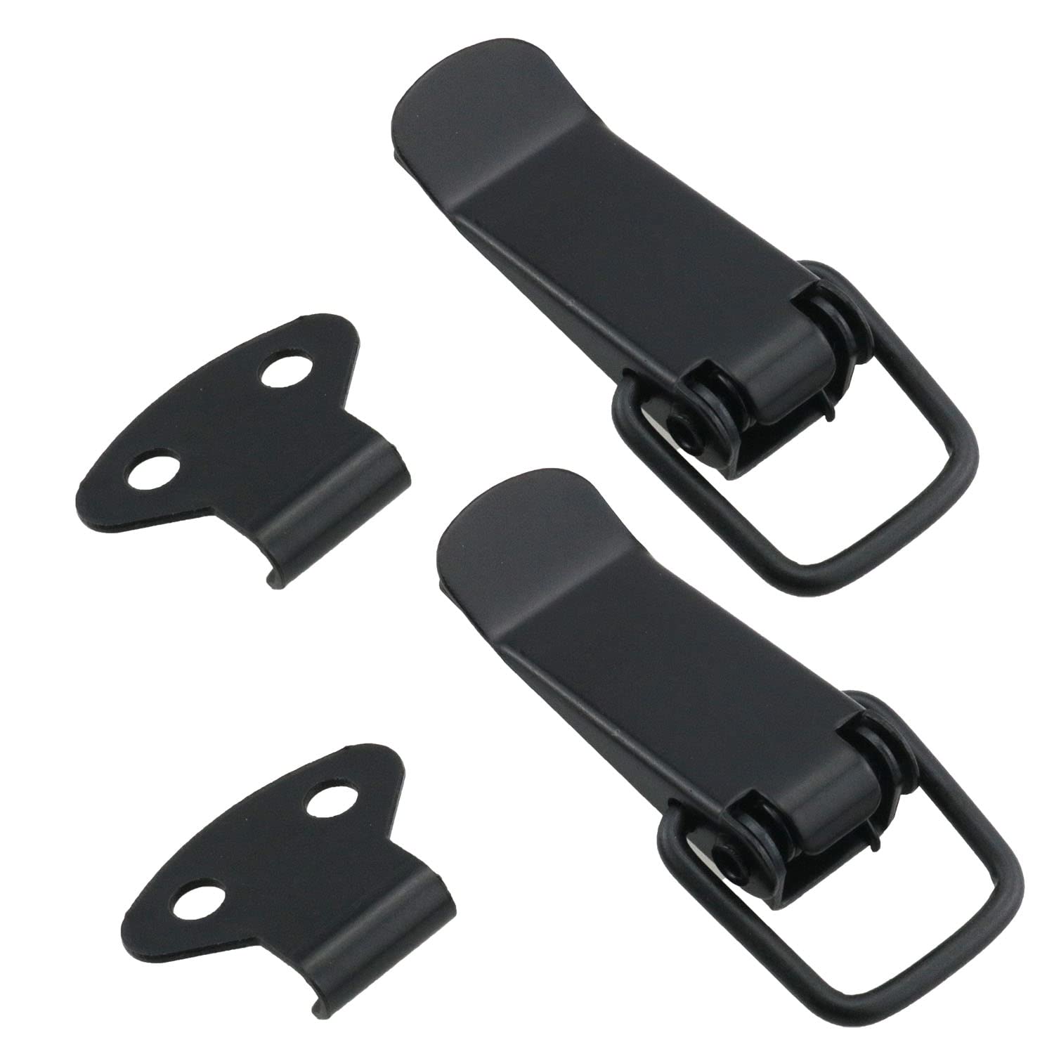 WELWIK 4PCS Spring Loaded Toggle Latch, Stainless Steel Black Catch Hasp Clamp Clip Lock Electrophoretic Lock Metal Spring Lock with Screws for Cabinet, Wooden Case, Box, Chest