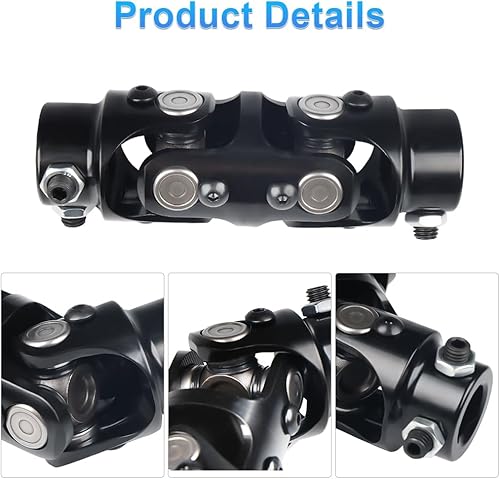 Miniatura 5 de WMPHE Doble junta en U 34" DD x 34" DD Eje de dirección universal, 4.92 pulgadas de longitud, acoplador de eje de columna de dirección doble