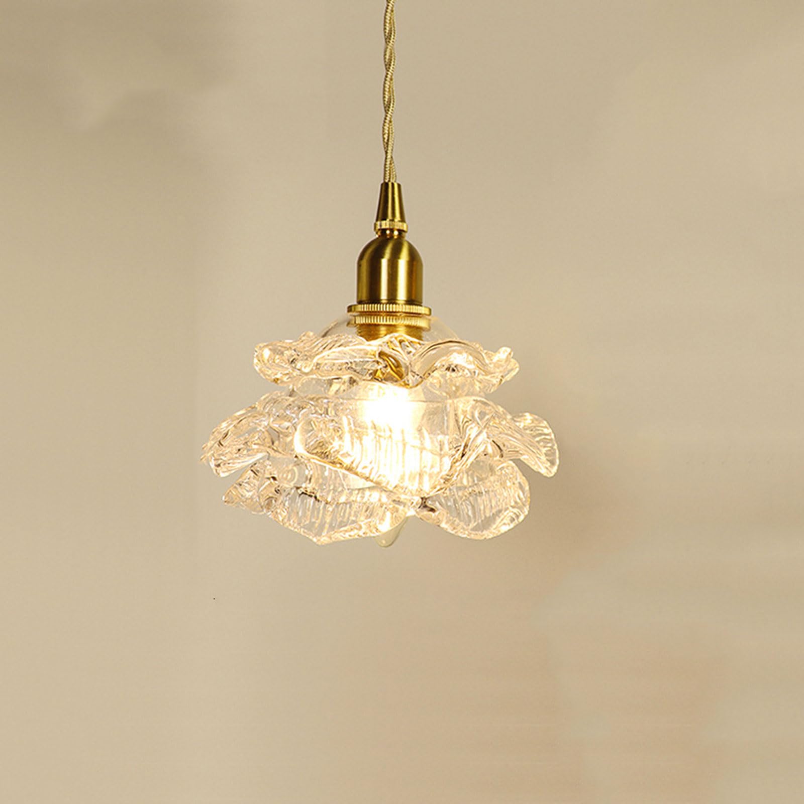 Rszcsmo Multicolor Creative Small Rose Glass Pendant Light Vintage Bedside Simple Hanging Lamp Bedroom Study Dining Room Bedside Lighting Fixture
