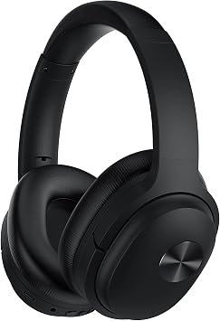 vibeadio SE7 Active Noise Cancelling Headphones Bluetooth Headphones with Microphone Wireless Over Ear, Deep Bass, Comfortable Protein Earpads, 30 Hours Playtime for Travel/Work, Black Pcs