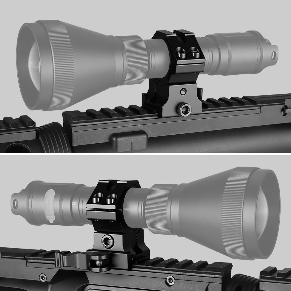 KEENZO 25,4mm/30mm Anelli di Montaggio, Altezza Regolabile, Rilascio/Blocco Rapido, Adattatore per Cannocchiale Mirino, 20mm e Picatinny, 2 Pezzi