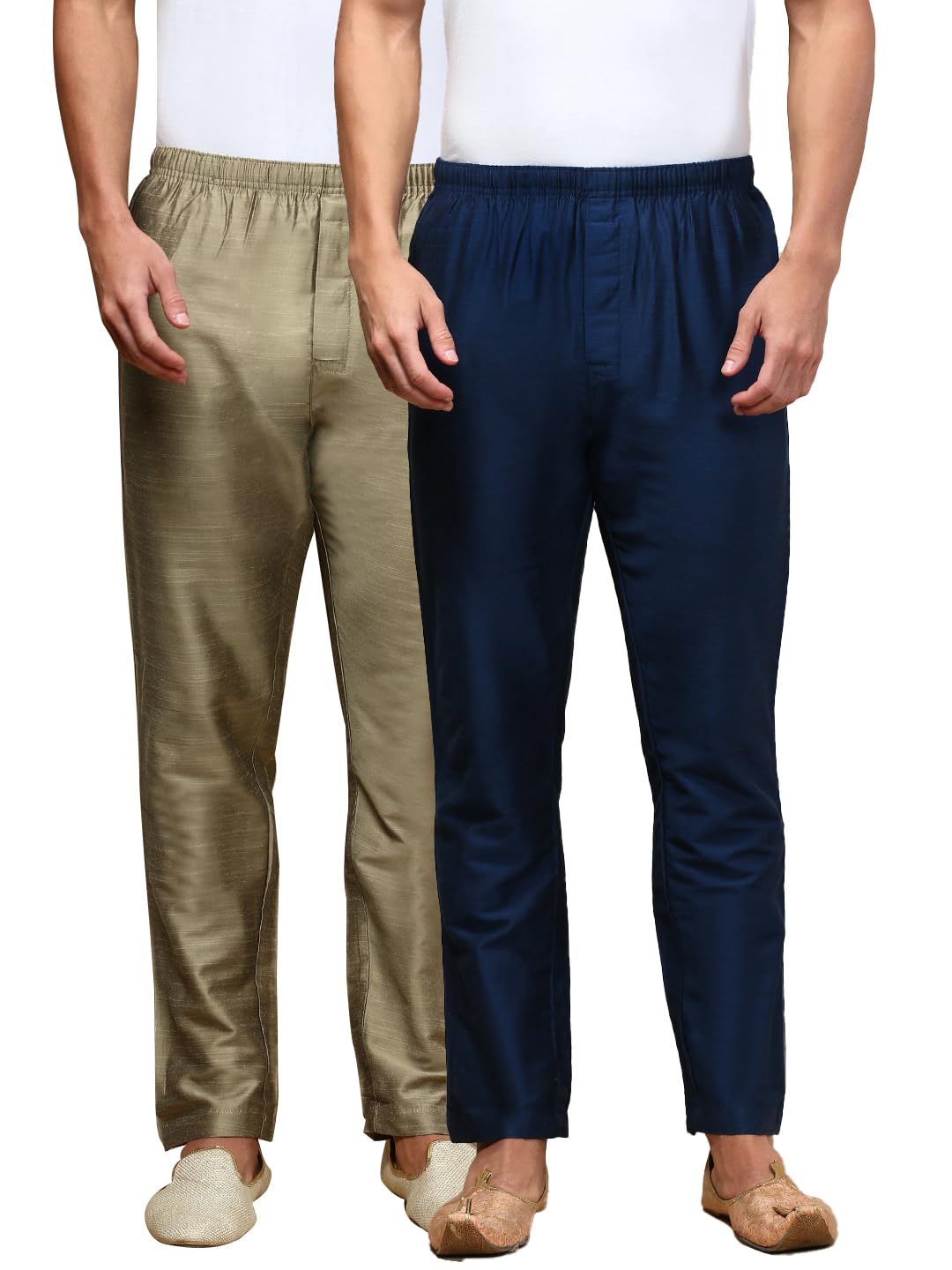 white heart Pack of 2 Mens Viscose Blend Salwar Pyjama Pant | Elasticated Waistband with Inner Drawstring, Button Closure, Side Pockets| Regular Fit Ethnic Wear Churidar Pajama-picture-33