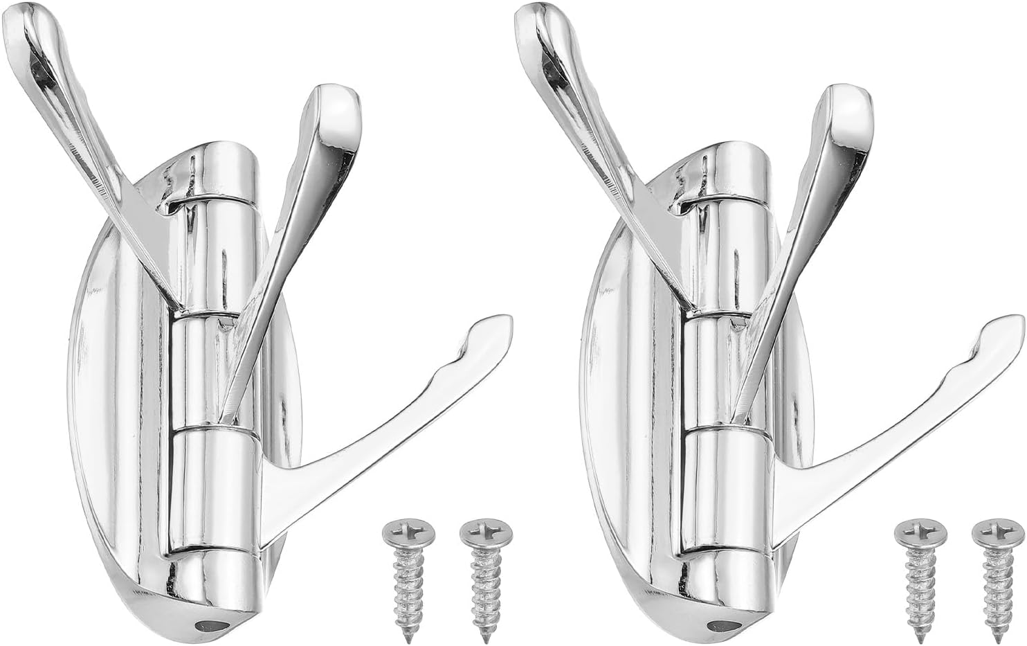 PATIKIL Swivel Towel Hooks Foldable Towel Hook Clothes Hooks Hanger Wall Mounted Three Rotating Arms Wall Hooks for Kitchen Bathroom Coat Silver 2 Pack