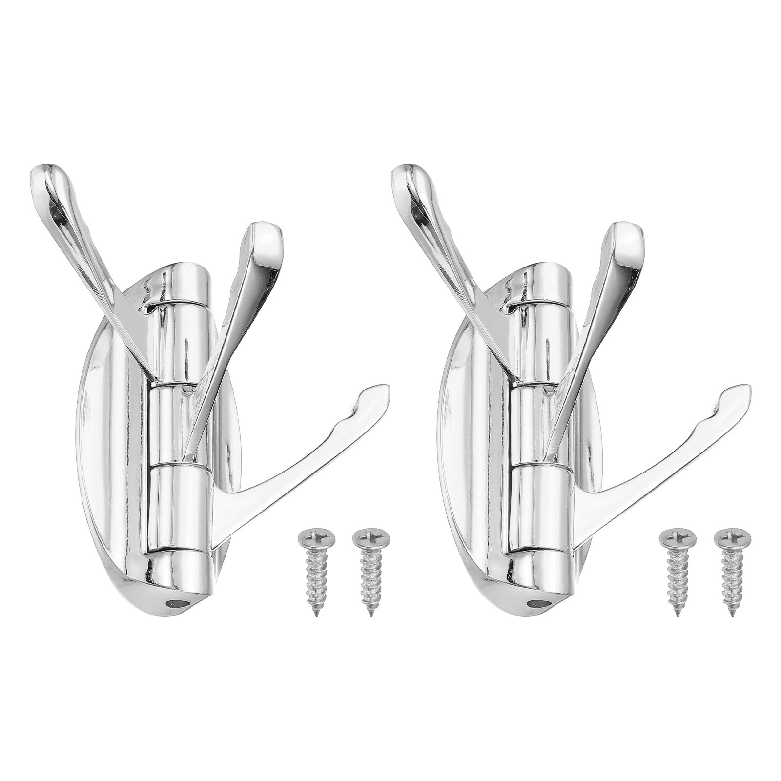 Crochet pivotant pliable PATIKIL en lot de 2 argenté pour optimiser l'espace mural
