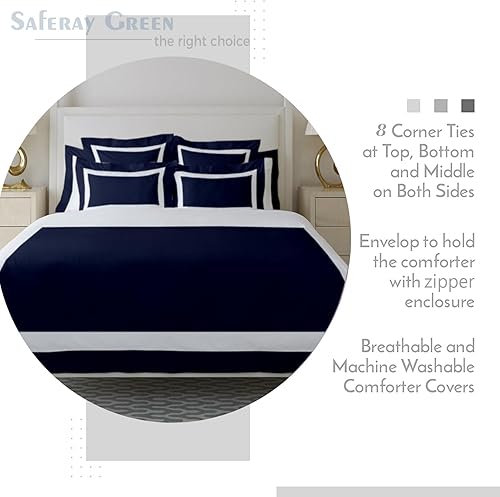 Miniatura 3 de Juego de funda de edredón de 3 piezas de lujo, 850 hilos, 100% algodón orgánico, colección de ropa de cama de alta calidad, tamaño California King,