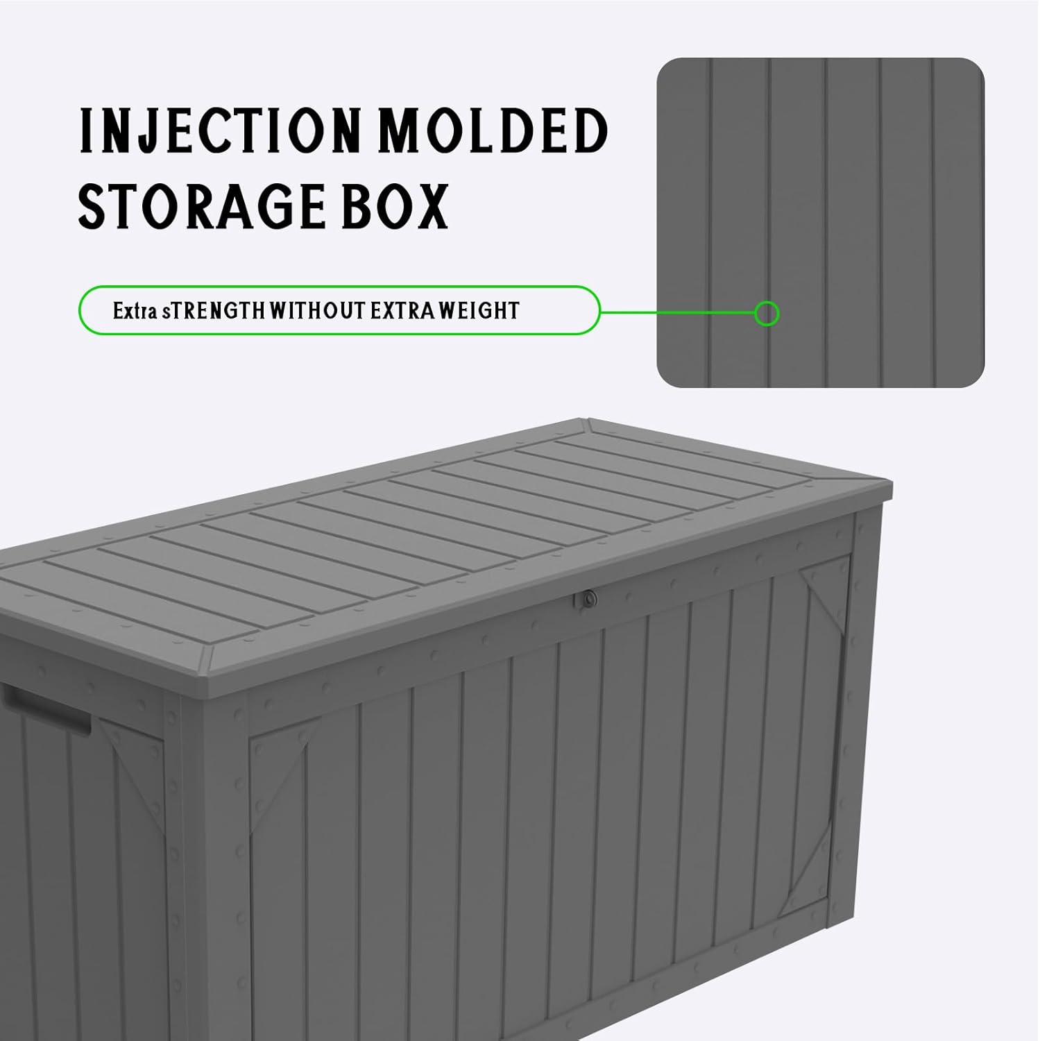 FEFLO Large Outdoor Storage Box 100 Gallon - Lockable Waterproof Deck Storage with Hydraulic Lid, IP65 Weatherproof Resin Chest for Patio Furniture, Garden Tools & Pool Supplies Organization (Gray)