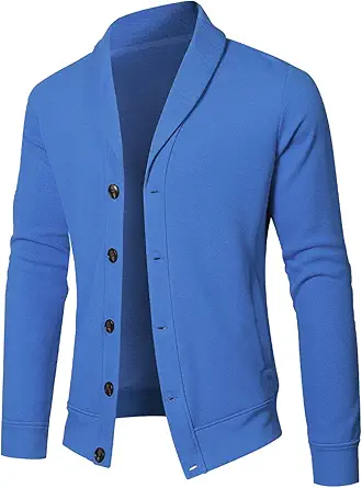 JMIERR Mens Casual Long Sleeve Shawl Collar Button Down Knit Cardigan Sweater Jacket with Pockets