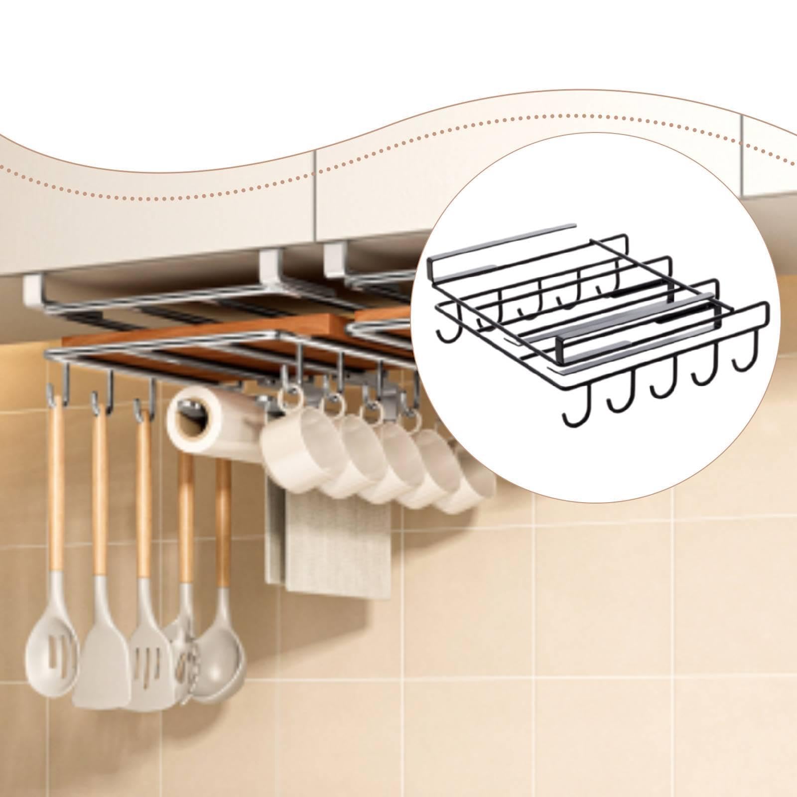 Cestino organizer sottopensile resistente e multiuso in acciaio inossidabile, da appendere al ripiano del del bancone della cucina, con Gancio