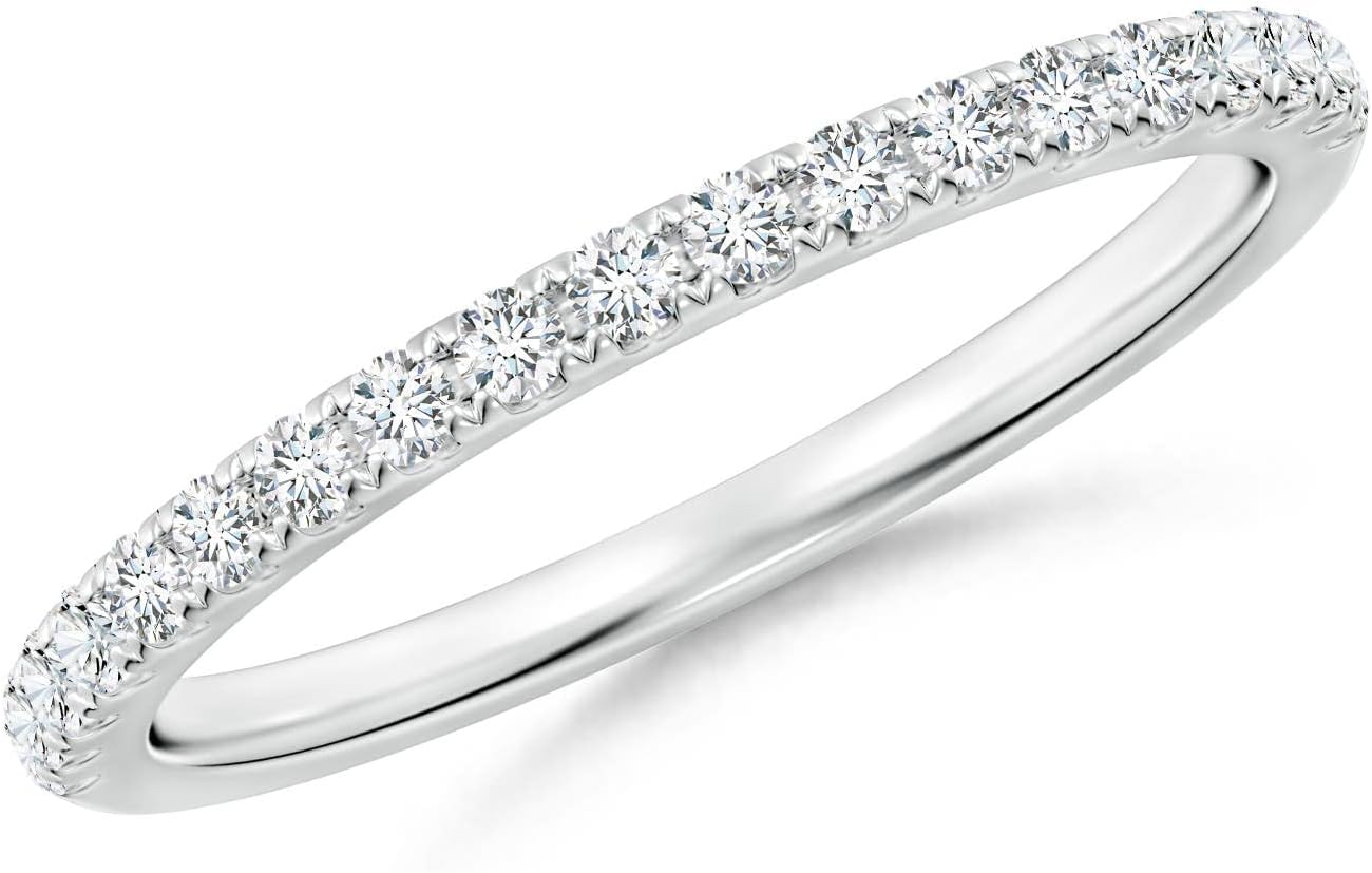 Angara 0.27 ct Diamond Half Eternity Wedding Ring in Platinum | Natural Diamond Stackable Ring for Women | April Birthday, Anniversary Jewelry Gift | GHVS | 1.5mm | Ring Size- 4.5