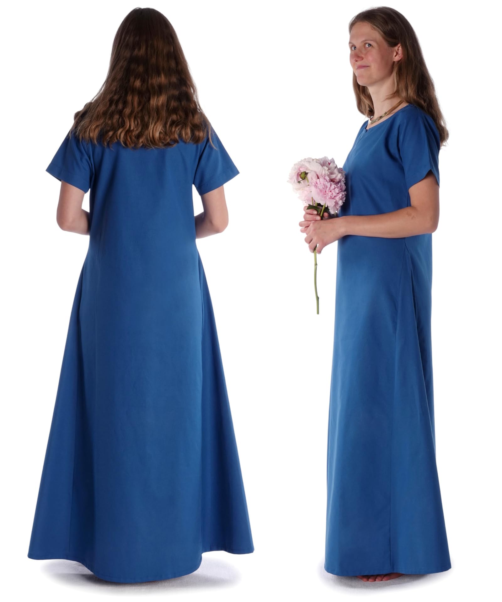 Mittelalter Kleid Hrist aus Baumwolle Hanffarben, Blau, Rot, Hellgrün, Beige S/M,L/XL,XXL/XXXL Gewandung LARP