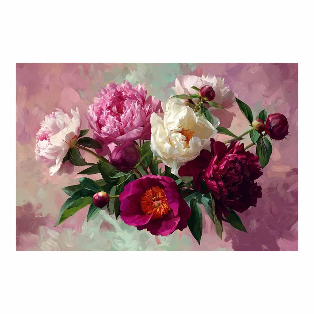 Xeniou Multicolor Flower Wall Art Canvas Pastel Peony Flowers Canvas Wall Art, For Bedroom Bathroom Living Room Home Wall Decor(Multicolor)-80X120cm Unframed