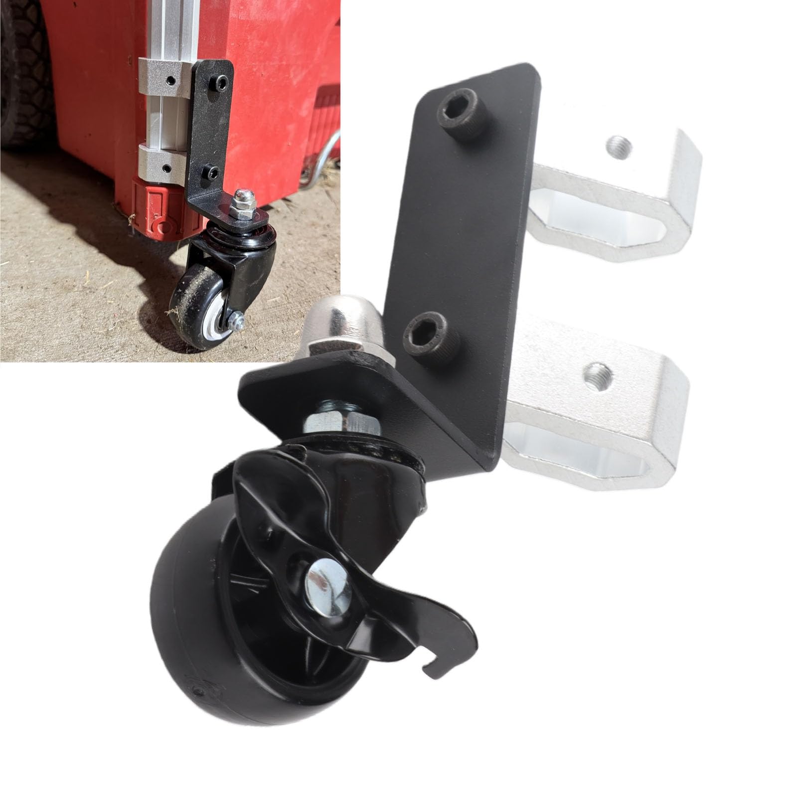 Lot de 2 Roulettes Avant pour Boîte à Outils Roulante avec Frein, Construction en Acier, Roue Pivotante Avant, Accessoires de Boîte à Outils