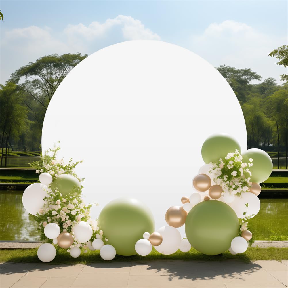 Pokrowiec na łuk dekoracyjny, Tło z okrągłym łukiem na ślub, urodziny i baby shower Multicolor od 6 stóp do 7,2 stopy(White,6.5ft (diameter 2 m round))
