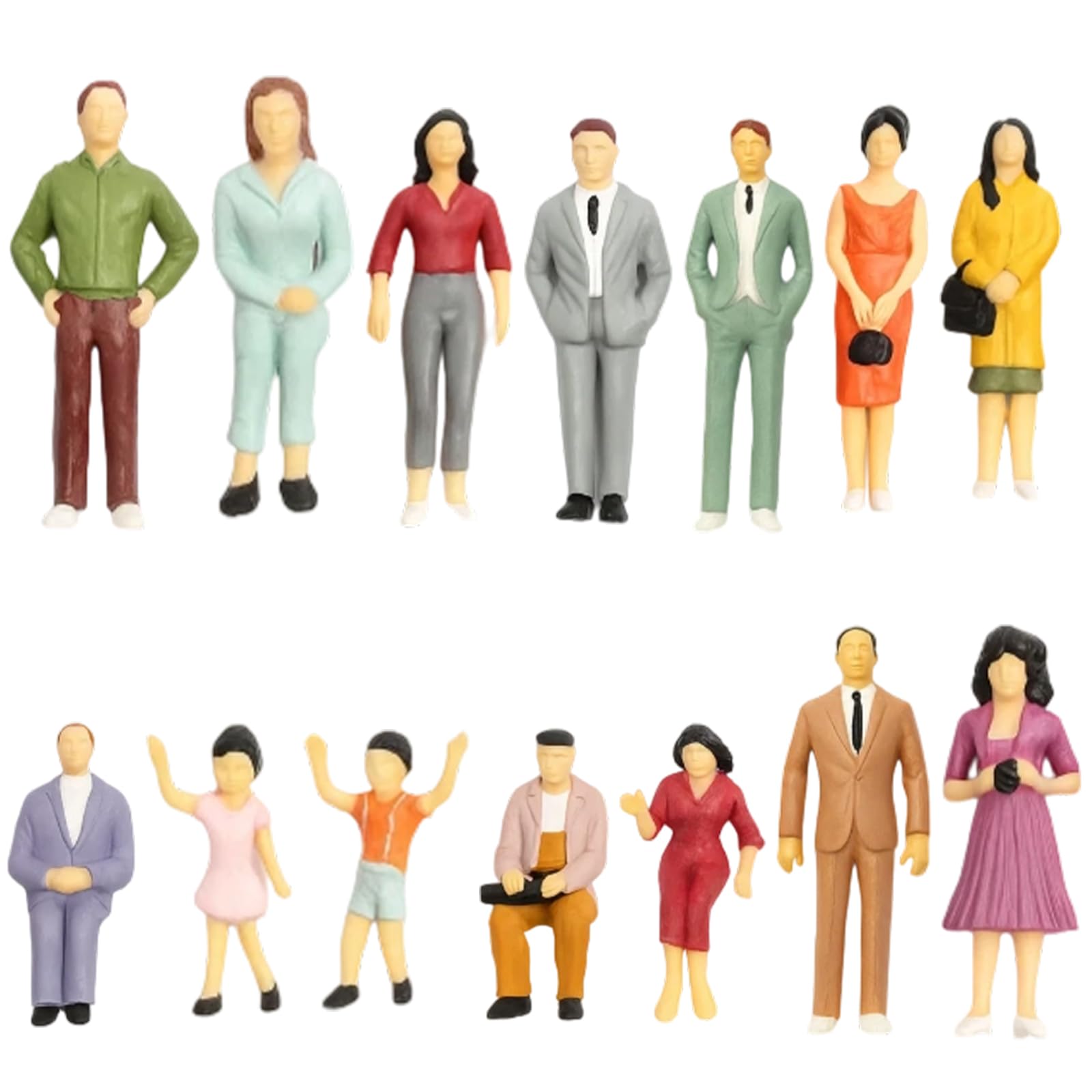 14 Mini Figures for Dollhouse Decor, 1: 25 Dolls House People, Standing and Seat People, Small World Peoples for Model Building and Educational Use, Realistic Miniature Scenes