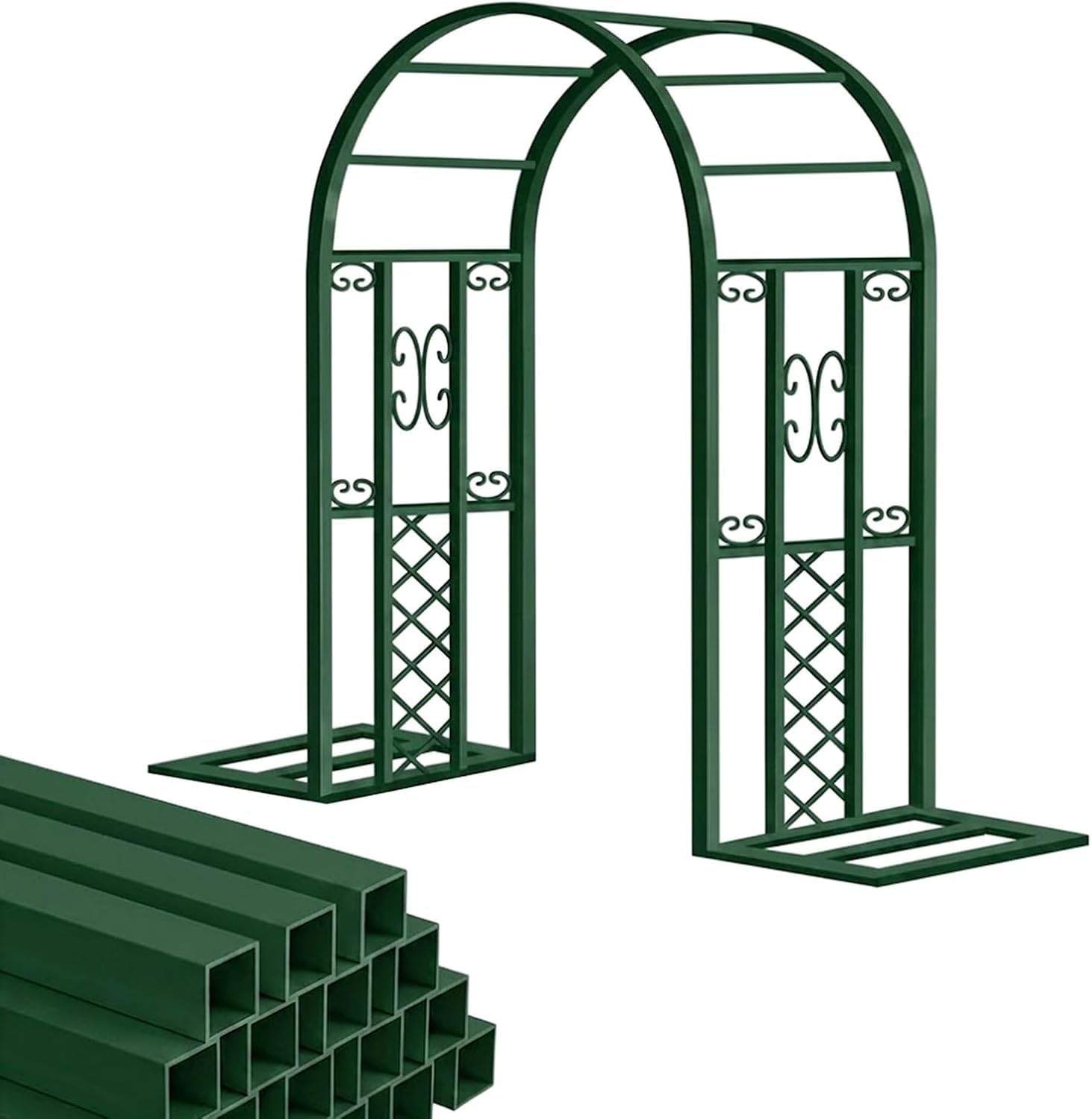 Arche de jardin en métal vert robuste – Treillis de 220 x 230 cm pour plantes grimpantes, décoration extérieure durable et structure de soutien pour l'aménagement paysager de jardin