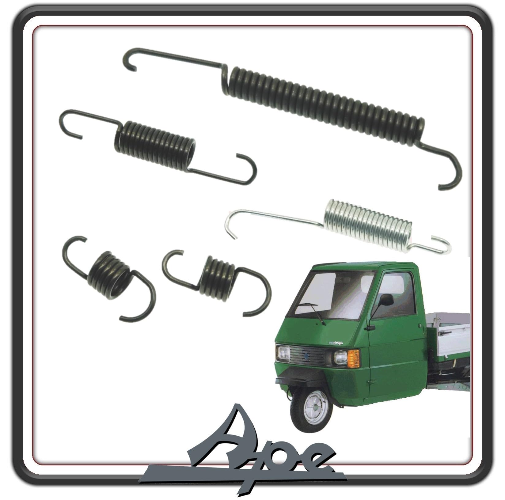 KIT 5 MOLLA MOLLE GANASCE CEPPI FRENO ANTERIORE O POSTERIORE PER PIAGGIO APE TM 703 - APE 602 BENZINA O DIESEL - APE POKER BENZINA O DIESEL - PIAGGIO QUARGO ORIGINALE PIAGGIO.