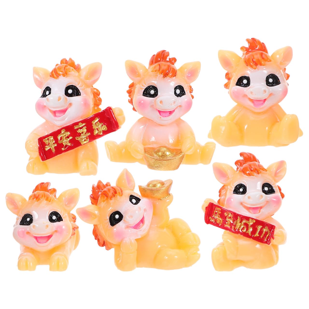 Didiseaon Chinese New Year 2026 Horse Figurines - 6 Pack Miniature Zodiac Horse Statues, Resin Animal Models for Micro Landscape, Desk Decor, Feng Shui