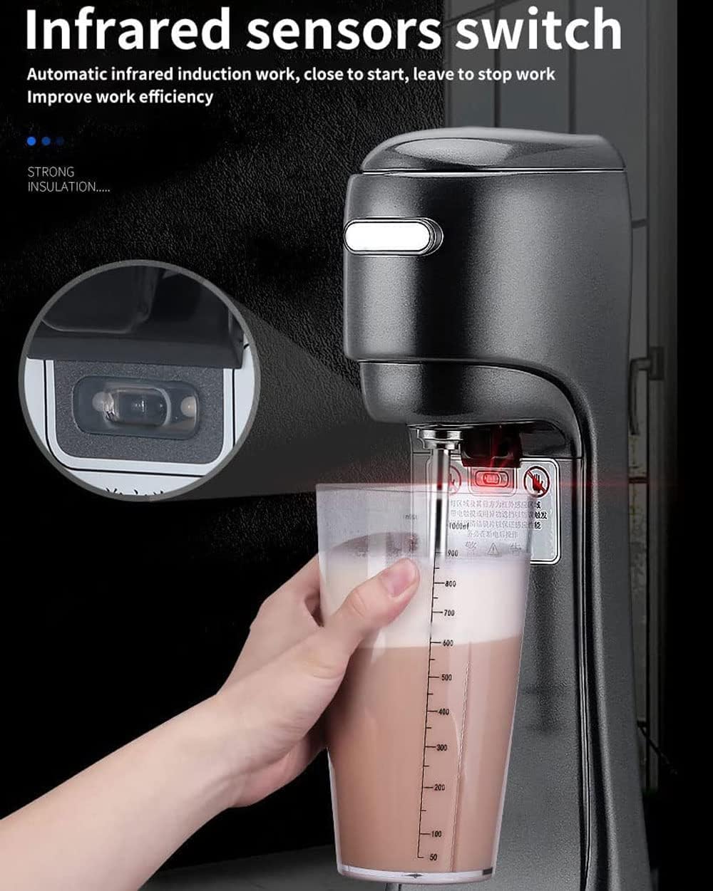 Frullatore Elettrico Per Frappè, Macchina Automatica Per Frappè Da 280 W Con Velocità Regolabile A 5 Marce, Frullatore Per Bevande Commerciale In Acciaio Inossidabile Per Cocktail/Banana/Fragola