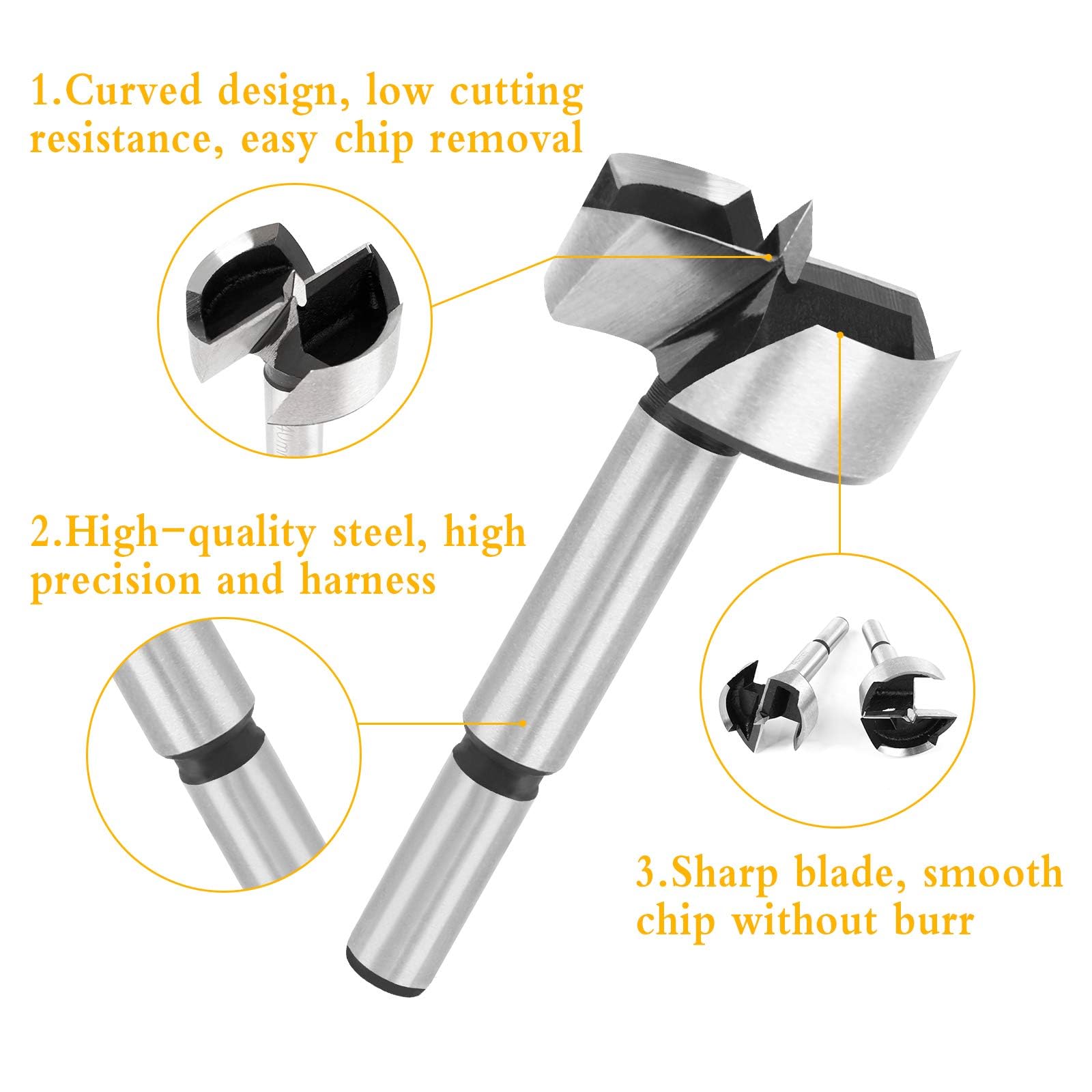 2 Pezzi Punte Forstner per Legno Punte da Trapano Forstner in Acciaio al Carbonio Forstner Drill Bit 40mm Ideali per Realizzare Fori nel Legno Ciechi o Passanti,con Scatola Plastica
