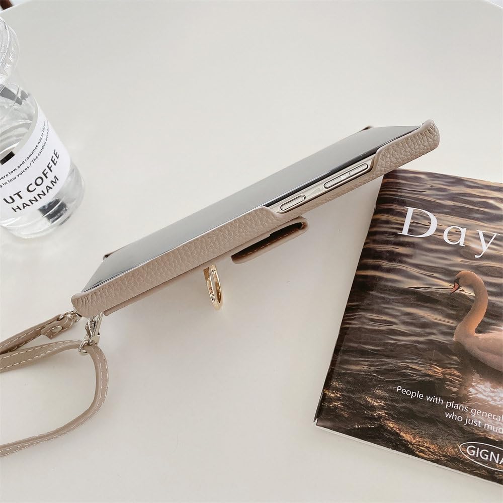 Funda con Soporte de Anillo para Samsung Galaxy S23 S22 S21 S20 FE Plus Note 20 Ultra A54 A34 5G Funda de Cuero con cordón y Tarjetero Cruzado, marrón, para Galaxy A53 5G