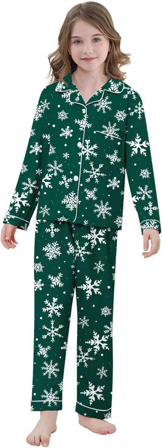 Umeyda Christmas Family Matching Pajamas Long Sleeve Button Down Pj Set Festival Holiday Sleepwear Set for Adults Kids