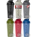 VELOMIX -6 PACK- Shaker Cups for Protein Shakes 28 oz - 6x Wire Whisk | Leak Proof Protein Shaker Bottle for Protein Shakes, Shaker Bottle Pack for Pre & Post Workout (Stealth Edition)