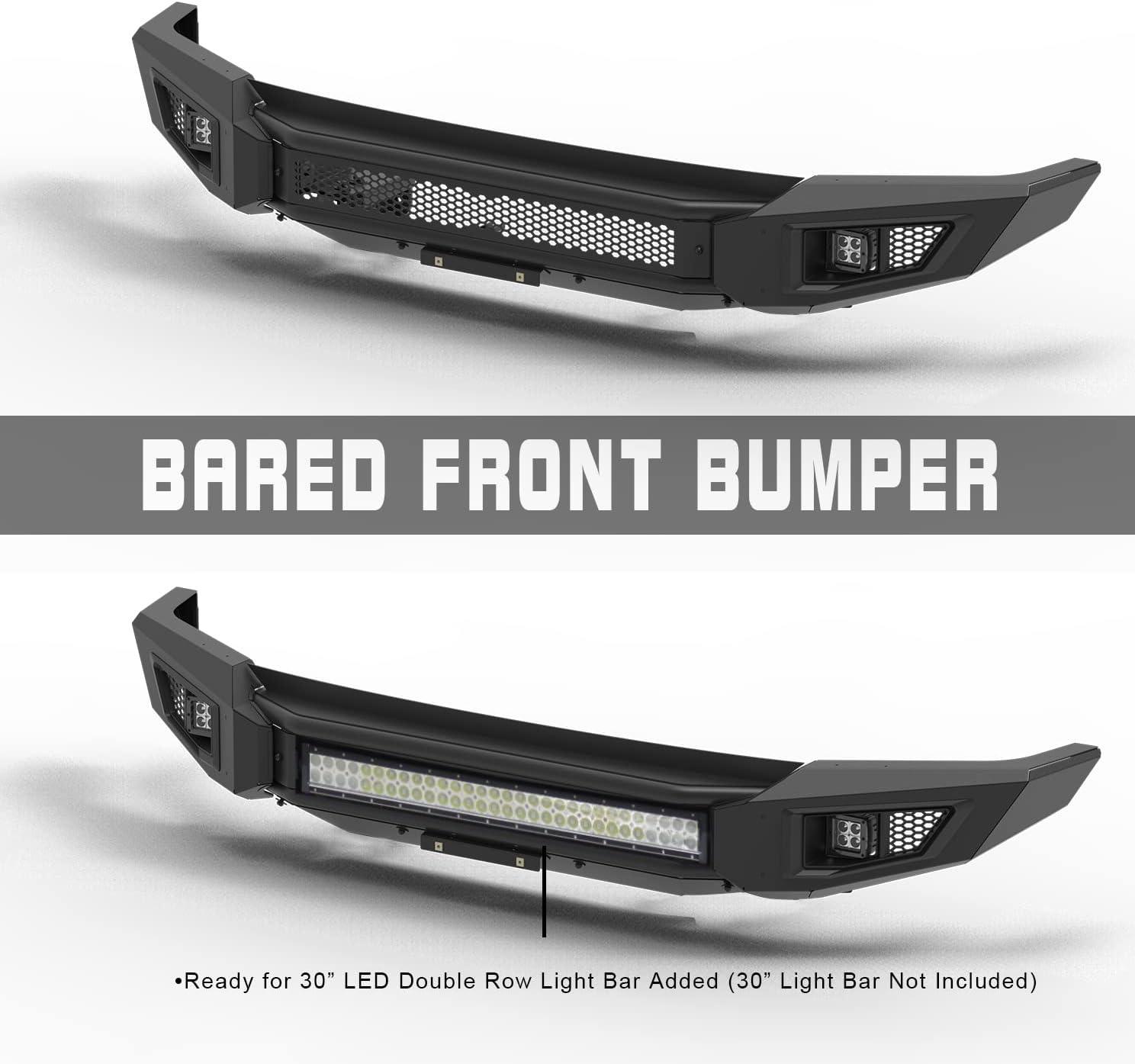 IRONBISON Barde Front Bumper Fit 2014-2021 Toyota Tundra (Exclude Radar Blind Spot Monitoring Systems), Heavy Duty Truck Bull Bar Steel Bumper with 2 LED Fog Light Can Add 30” LED Light Bar