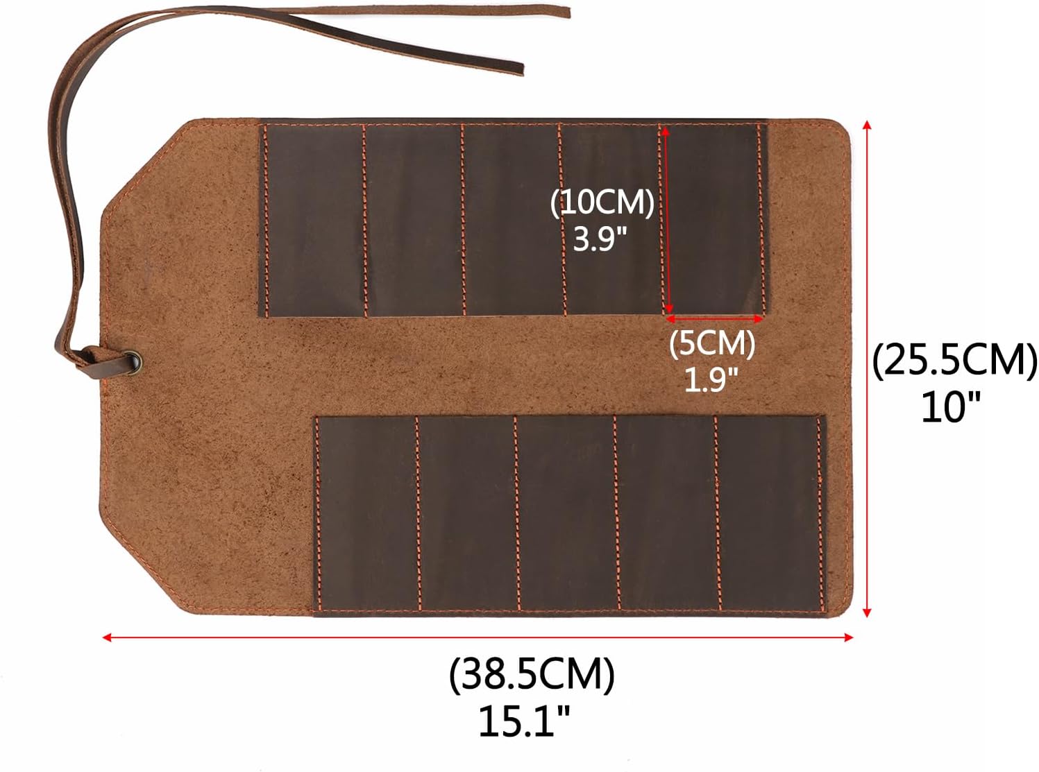 Tourbon Full Leather Knife Roll Carving Tool Organizer Craft Carrier Storage Bag Case with 10 Slots