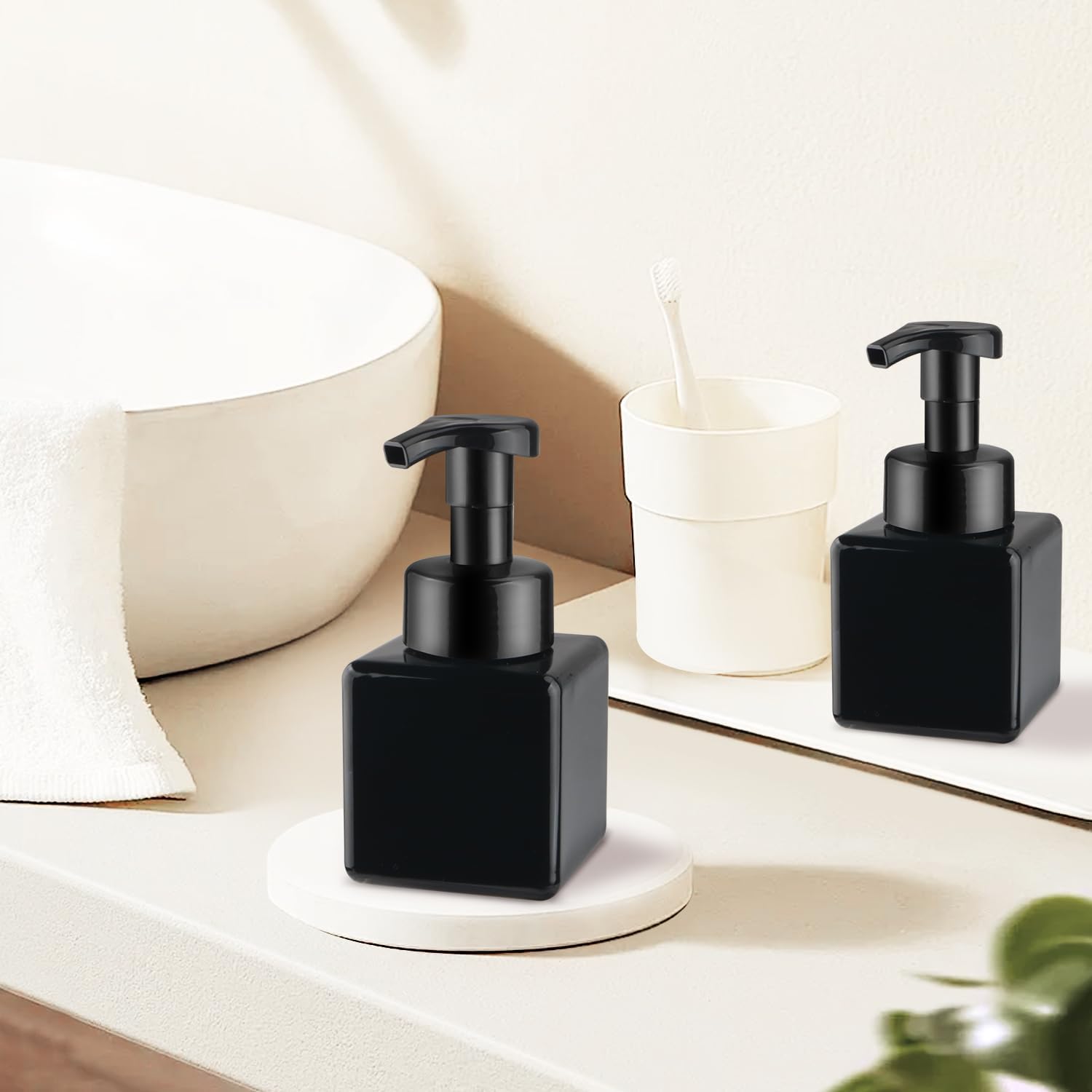 3 Pack Foaming Soap Dispenser Empty Plastic Foam Pump Bottle Refillable Foam Soap Bottle Dispenser for Shampoo Liquid Soap Face Wash (Black, 250ml/8.3oz) - Image 5