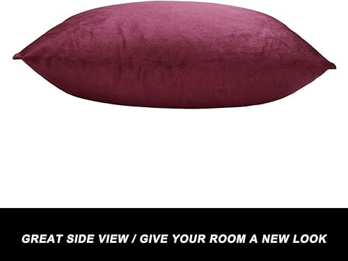 Miniatura 7 de GIGIZAZA - Fundas de almohada decorativas para sofá, juego de 2 fundas de almohada de terciopelo color rojo vino, de 24 x 24 pulgadas