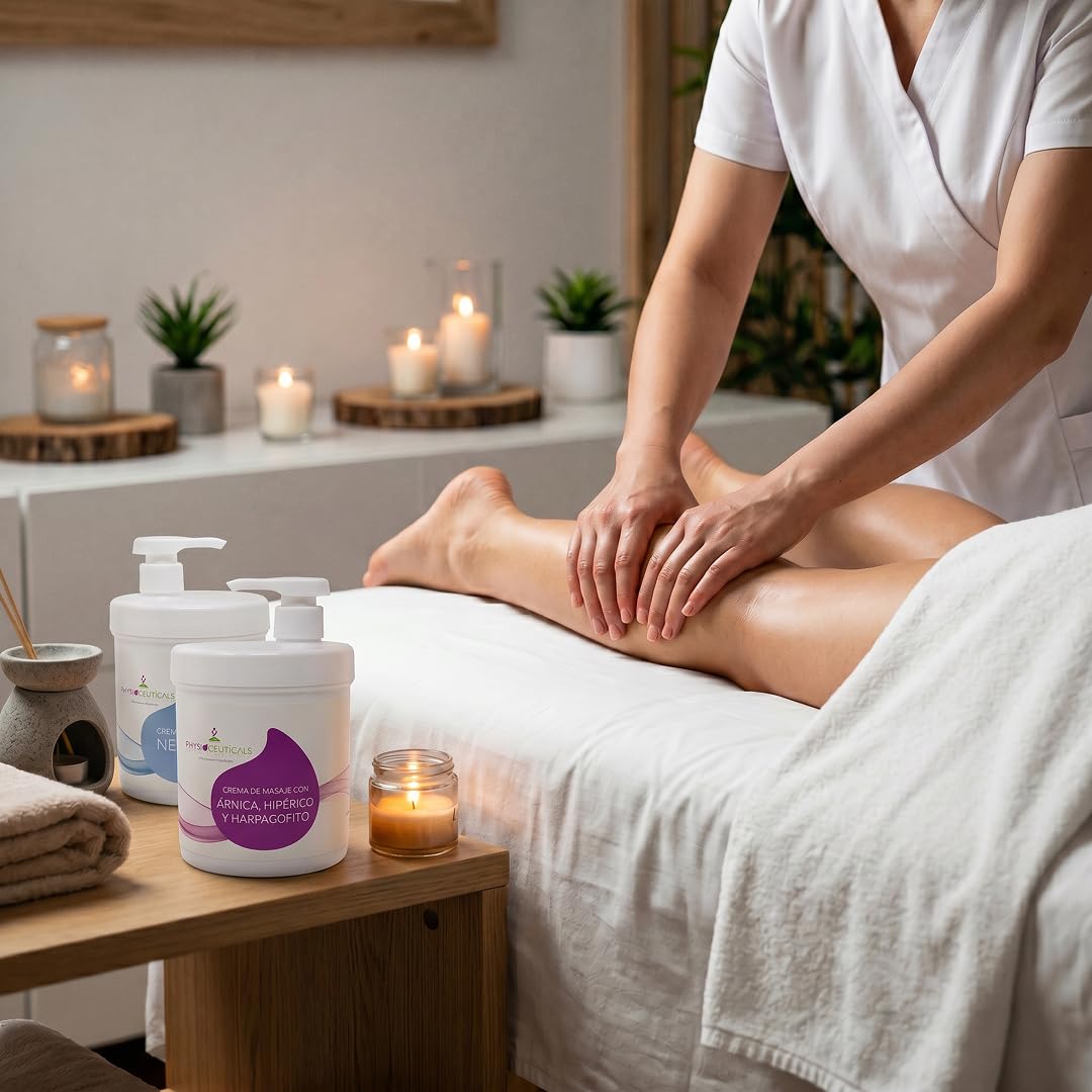 PHYSIOCEUTICALS - Pack Fisioterapia 2 Cremas Masaje 1000ml - Crema Neutra + Crema Complet con Ingredientes Naturales - Kit Profesional para Masaje