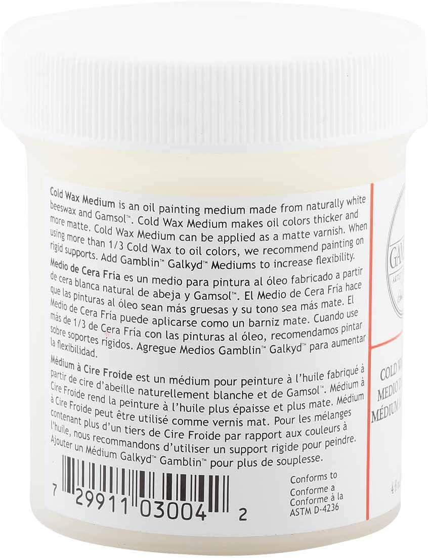 Gamblin Artist Colors Cold Wax Oil Painting Medium Clear 4oz jar