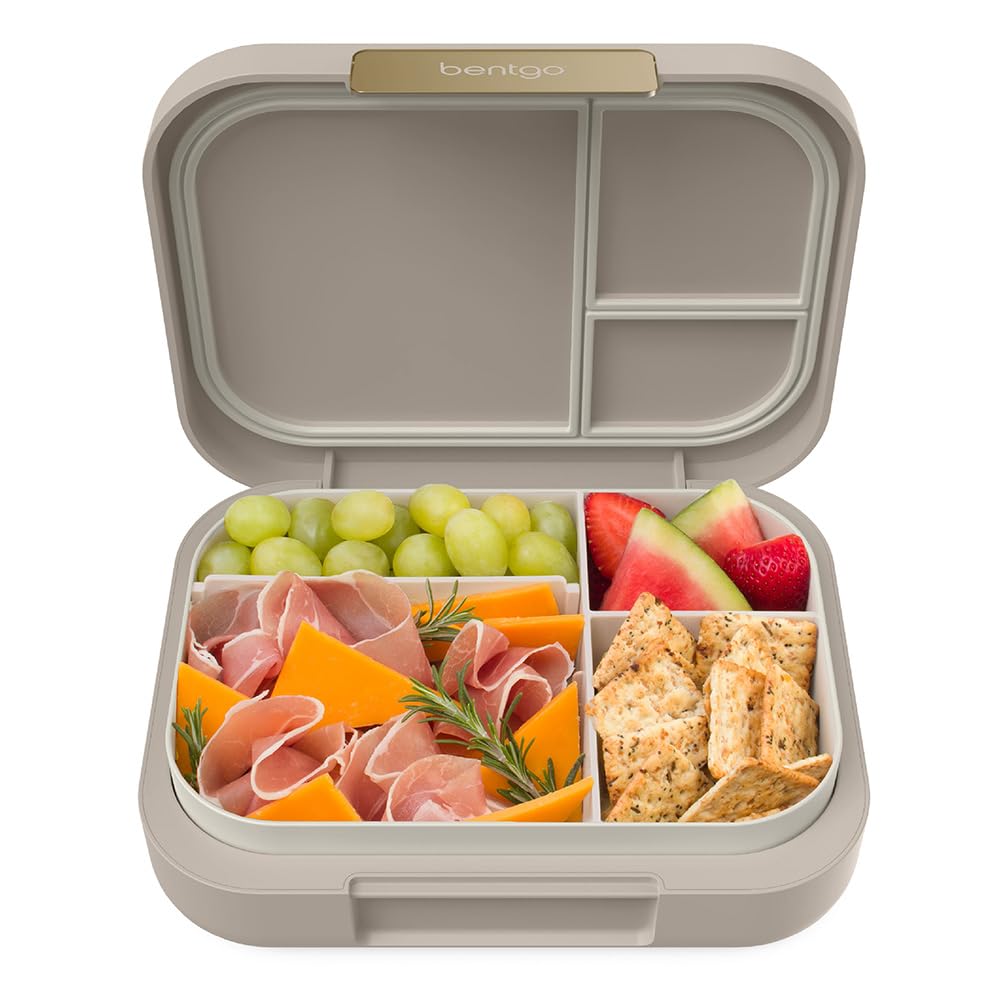 Bentgo® Modern - Leak-Resistant Bento Lunch Box For Adults, Teens, & Larger Appetites; Reusable BPA-Free Meal Prep Container with 3 or 4 Compartments, Dishwasher/Microwave Safe; 5 Cups (Sandstone)
