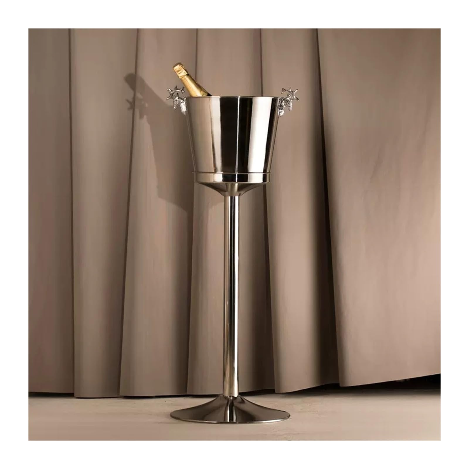 Fête Grand refroidisseur de vin sur pied en acier inoxydable et cave à avec seau glace Bac à boissons(Silver)