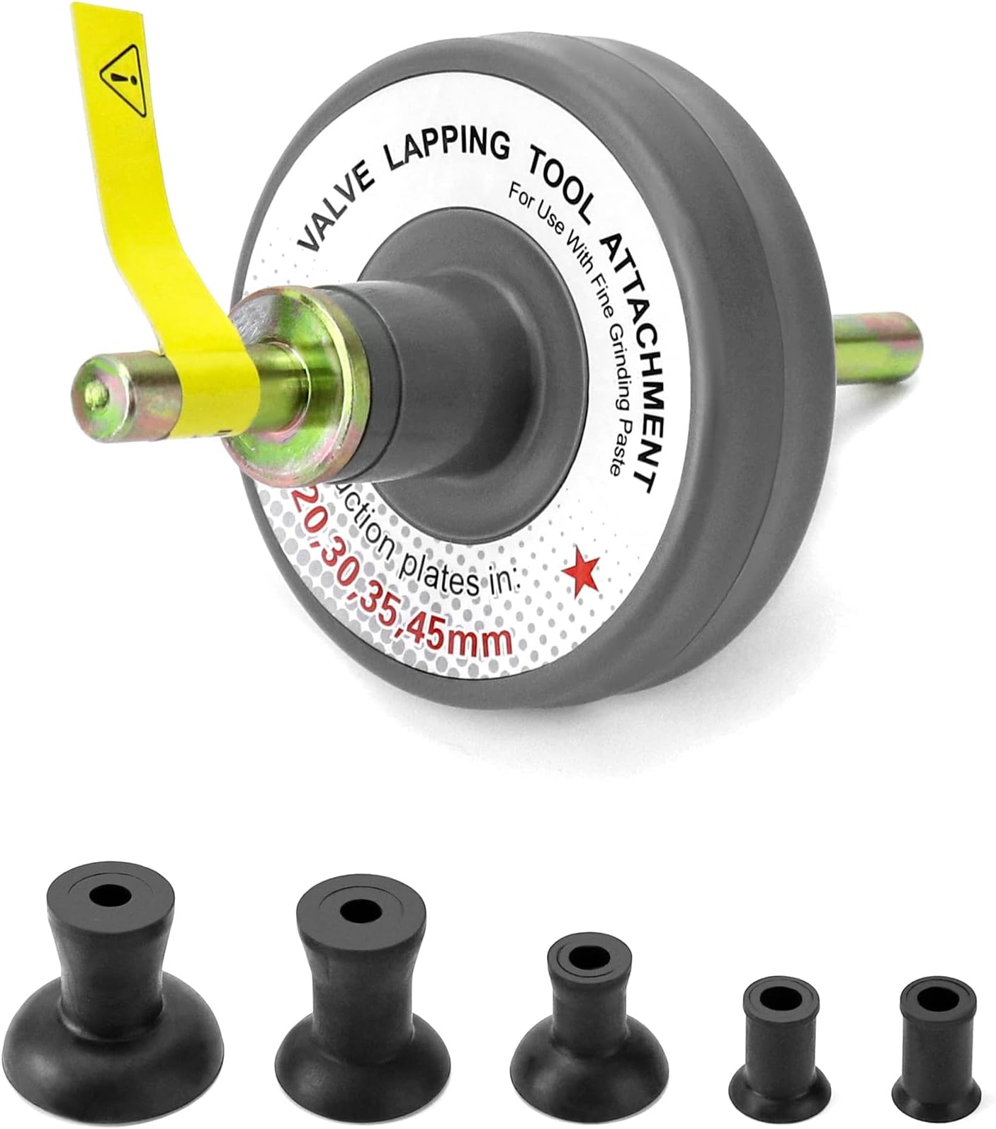 QWORK Valve Lapping Tool Kit, Universal Valve Lapping Attachment Tool for Grinding Small Engine, 5 Suction Plates, 1000rpm to 1250rpm