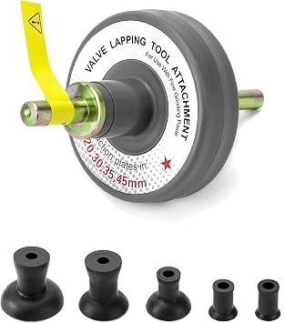 QWORK Valve Lapping Tool Kit, Universal Valve Lapping Attachment Tool for Grinding Small Engine, 5 Suction Plates, 1000rpm to 1250rpm