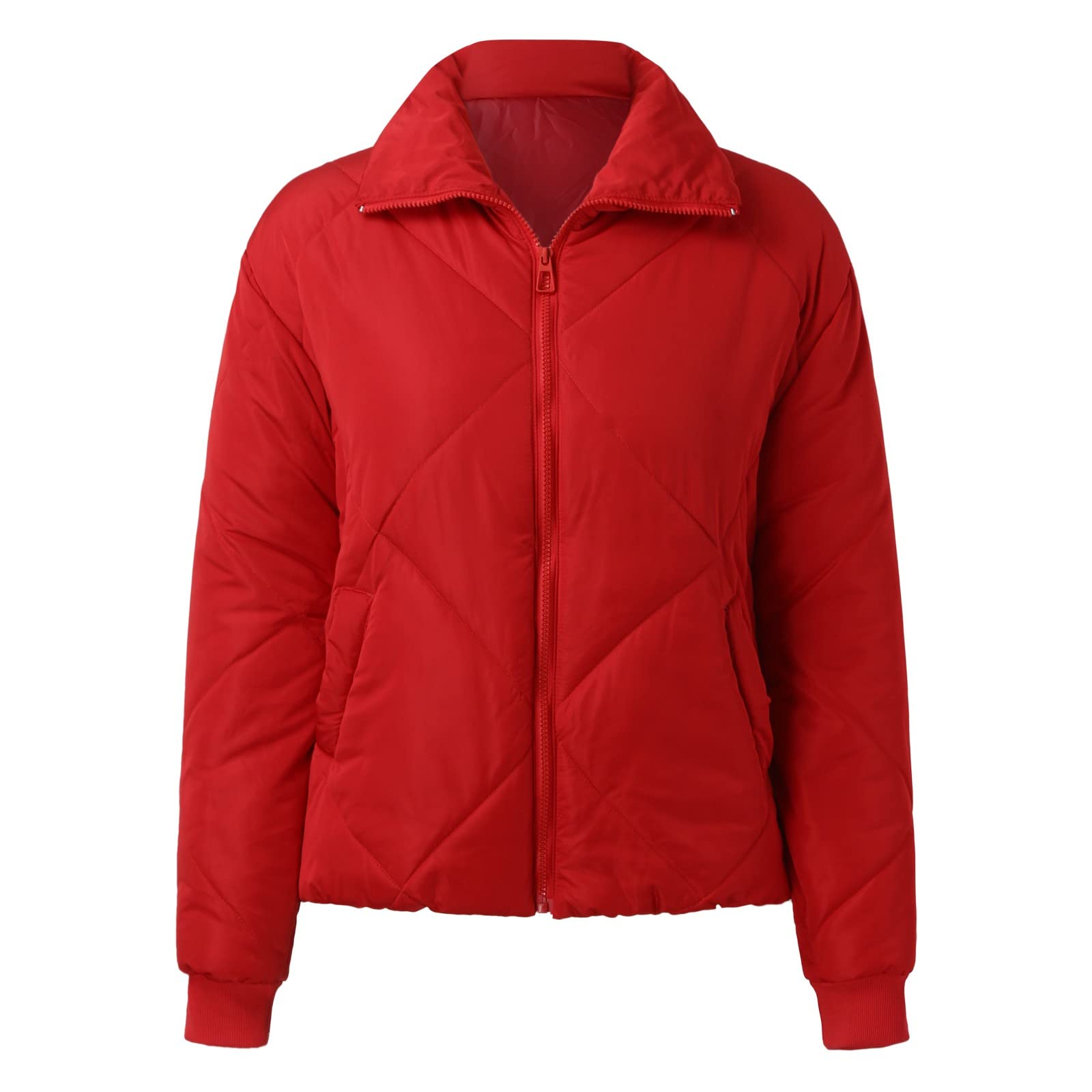 Chaqueta Mujer Abrigo Entretiempo Invierno Cazadora Plumiferos，Chaqueta acolchada con cremallera y bolsillos para mujer Abrigo corto burbuja de manga larga