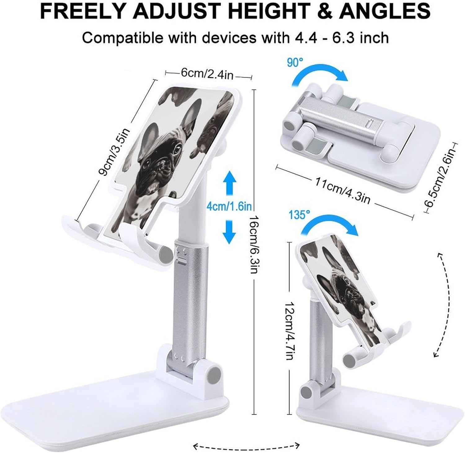 French Bulldog Folding Cell Phone Stand for Desk image 2
