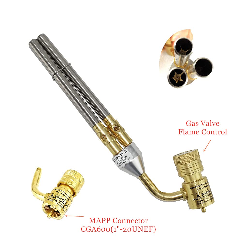 Professional Mapp Gas Welding Torch Swirl Flame Brazing Gun for Welding Plumbing Jewelry CGA600 Connection Burner Heater Blowtorch for BBQ HVAC Plumbing (Tywel_HT-3)