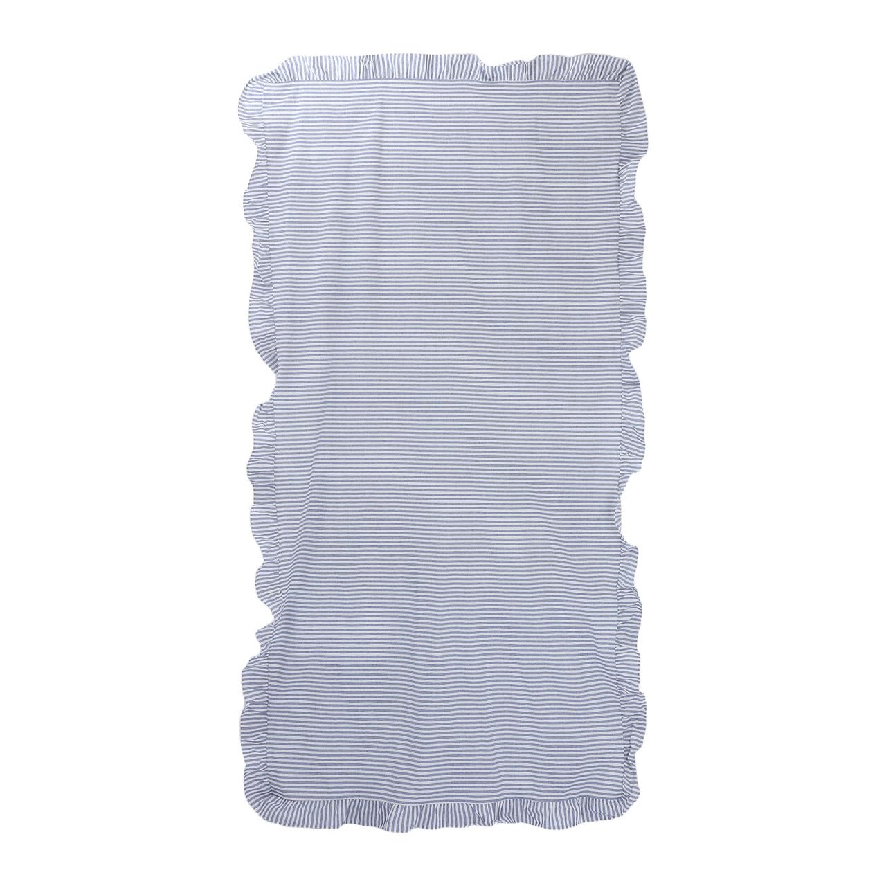 Mantel Lavable y Resistente al Desvanecimiento 60x120 Pulgadas Estilo Granja de Algodón Volantes Azul y Blanco para Mesa Rectangular Adecuado para Comedor y Fiestas