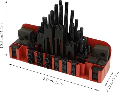 58pcs Milling Clamping Kit, T-Slot Clamp Set M12, Clamping Force for CNC Lathe, Easy Operation Step Block Set, Cast Steel Metal Cutting Machine Tool with Storage Box