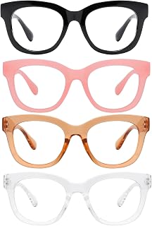 Reading Glasses for Women Men Square Oval Readers with Spring Hinge Anti UV Glare