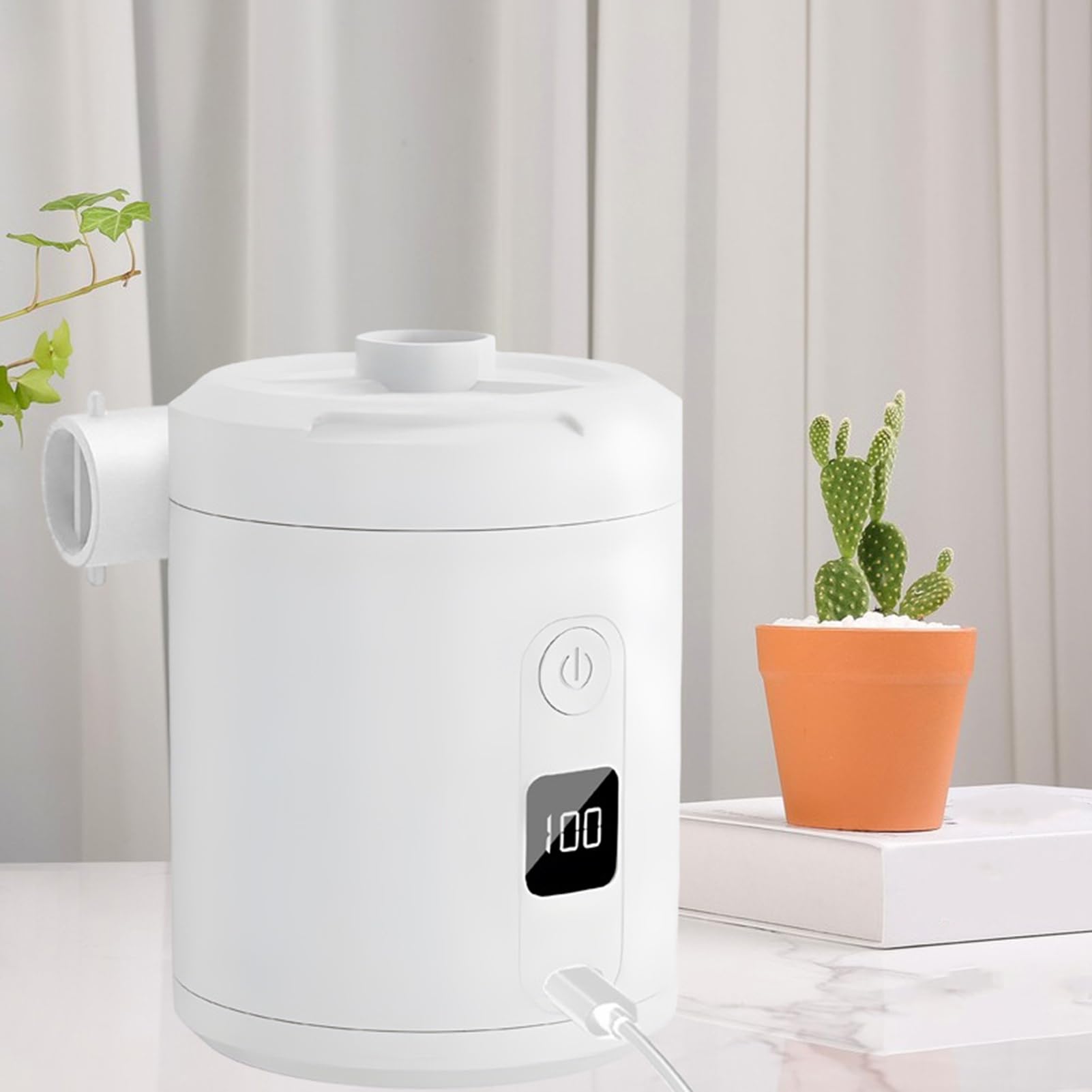 Pompa ad aria portatile per gonfiabili, piccola pompa ad aria, batteria elettrica da 5200 mAh, 4000 Pa, gonfiatore rapido per piscina, spiaggia, viaggi, casa, garage e viaggi su strada, 80 x 80 x 111