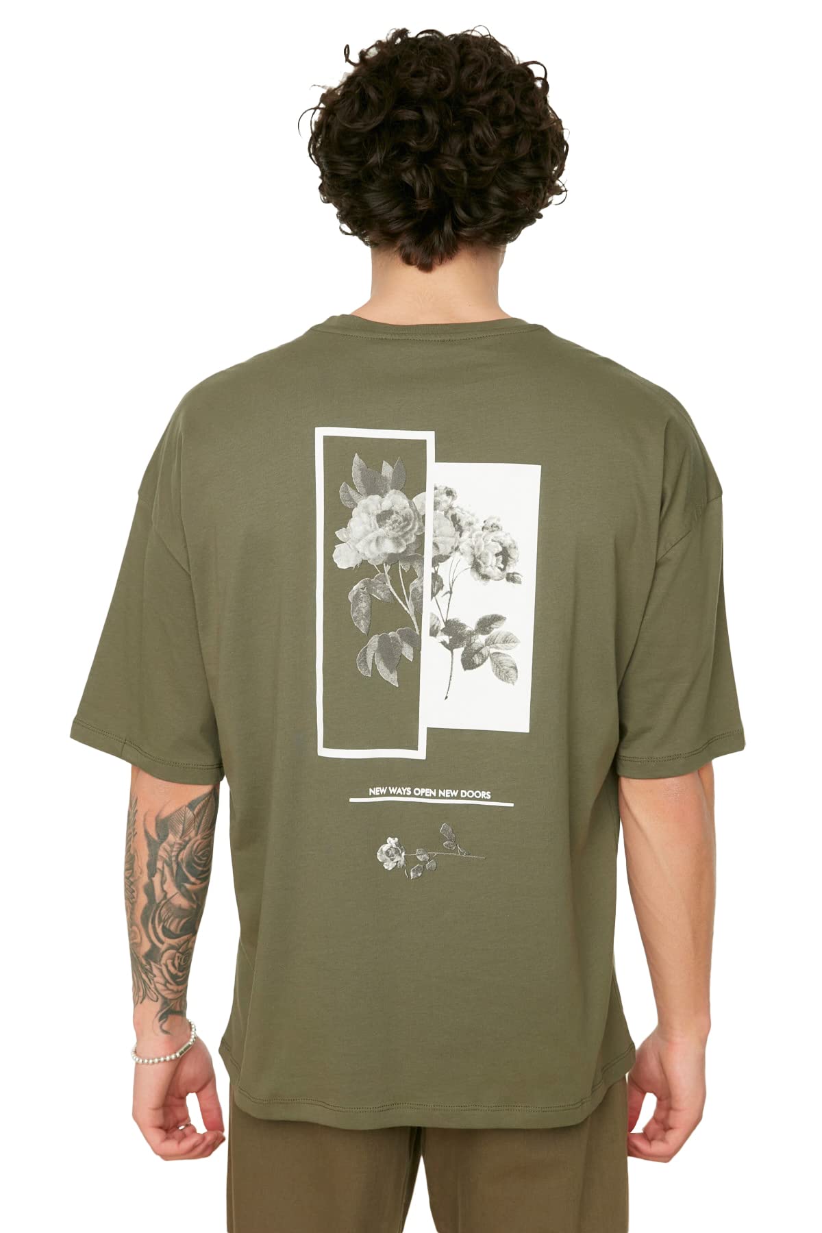 Trendyol Man Young Oversize Basic Crew Neck Woven T-Shirt Khaki