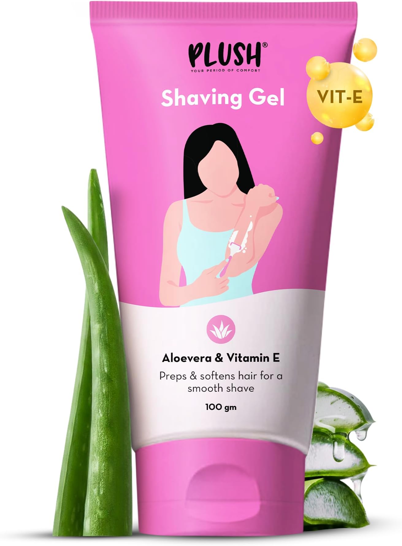 - All Natural Shaving Gel for Women with Aloe Vera & Vitamin E Extracts | Free from Sulphates & Parabens | 100% Vegan | Best for Smooth Shaves & Moisturizing | For Normal-Sensitive Skin - 100gms