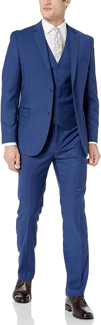 Adam Baker Mens Slim Fit 3-Piece Jacket, Vets, Trousers Vested Suit Set - Many Sizes & Colors Available