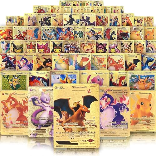 55 PCS Gold Cards Packs Rare Golden Cards Deck Box Gold Foil Card for Fans/Kids/Collectors Gifts (No Duplicates)