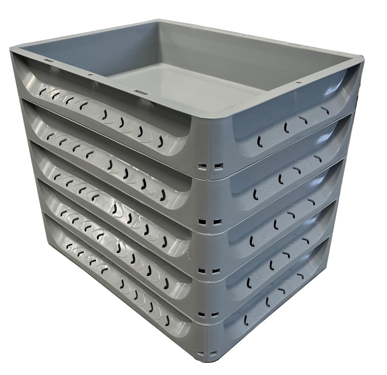 Solent Plastics Pizza Bread Dough Proofing Tray - Set of 5-40 x 30 x 7.5cm (Grey)